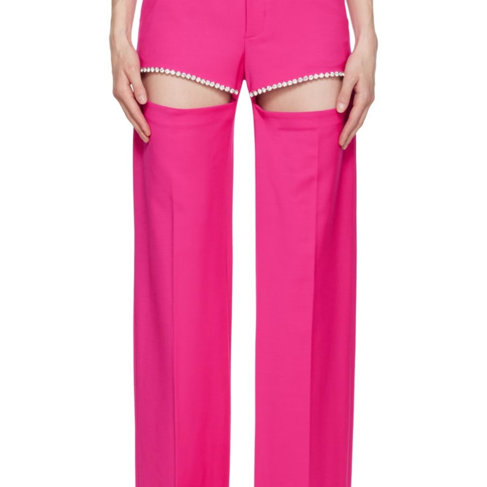 AREA Pink Crystal Slit cut out Trousers sz 6